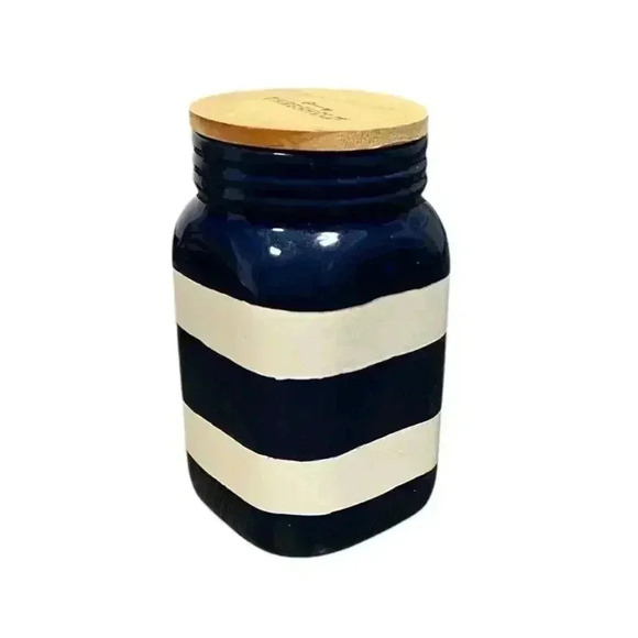 Threshold Glass Container Handmade Blue and White With Lid - Picture 3 of 10